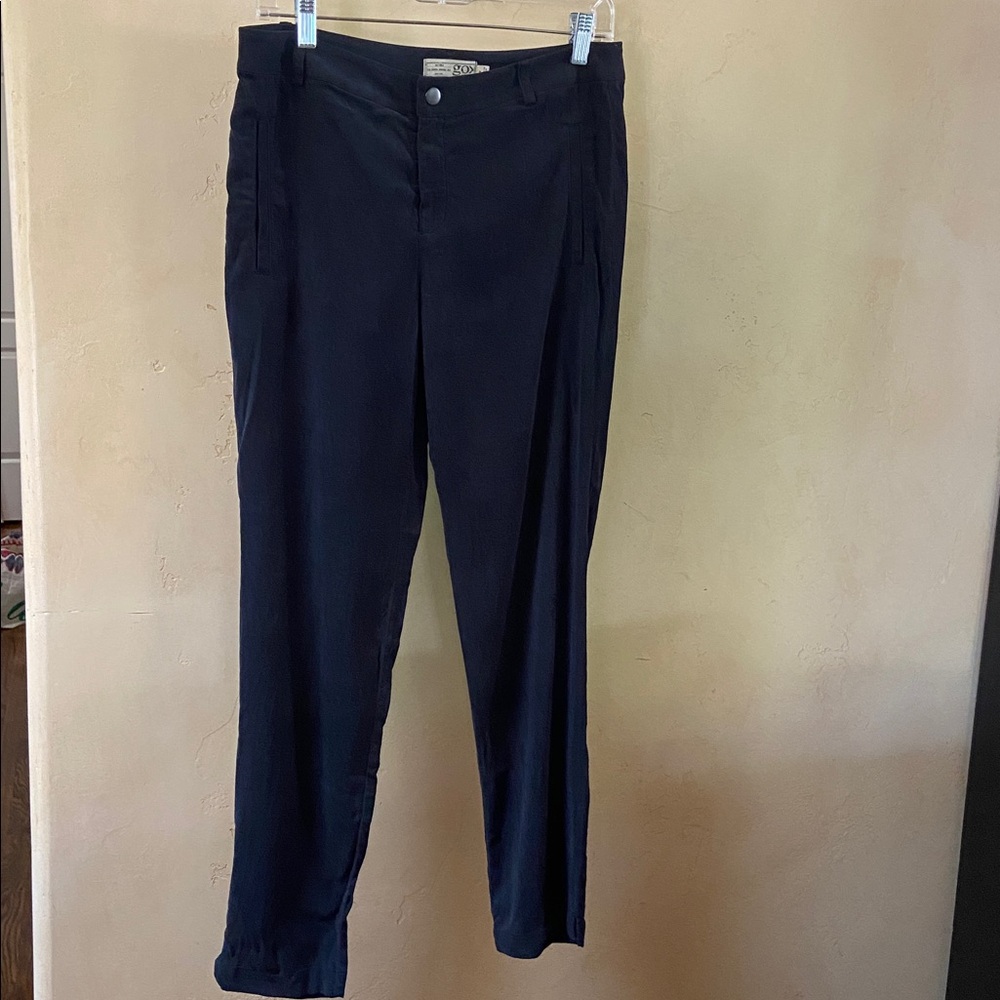 Sz 8 Go by Go Silk Raw Silk Black Pants Flattering & Elegant
